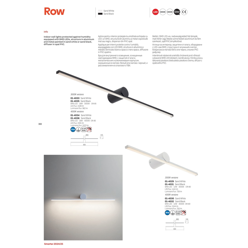 Redo 01-4034 - LED Rasvjeta za ogledalo u kupaonici ROW LED/18W/230V 90 cm IP44 bijela
