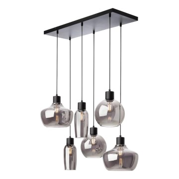 Redo 01-4047 - Luster na sajli ATLANTIS 6xE27/42W/230V crna