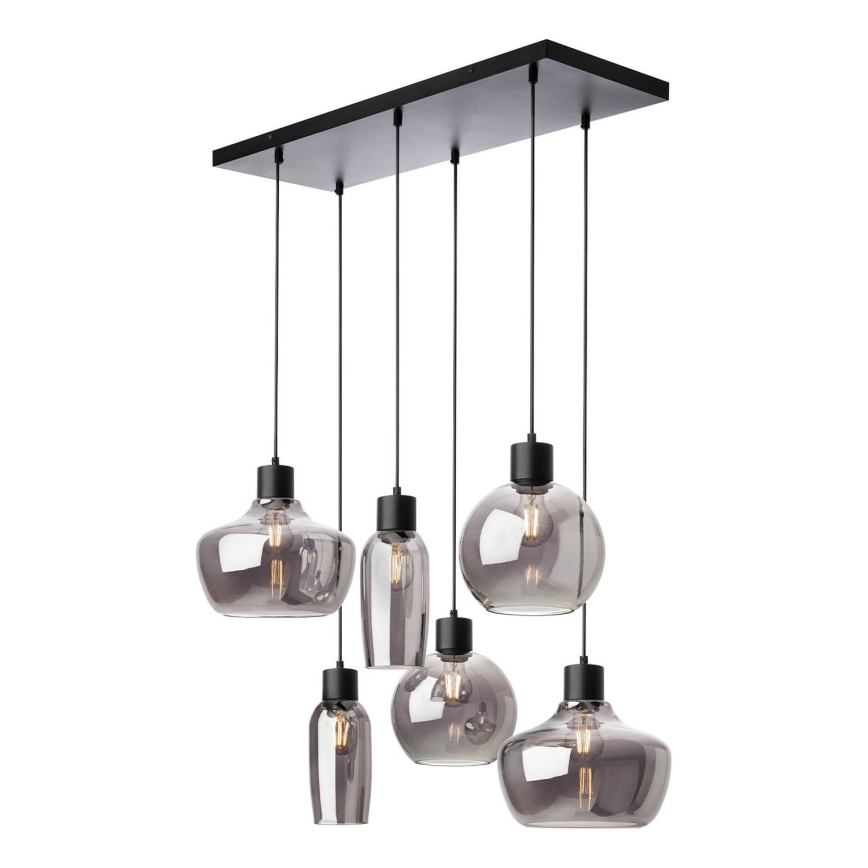 Redo 01-4047 - Luster na sajli ATLANTIS 6xE27/42W/230V crna