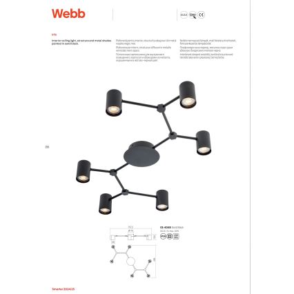 Redo 01-4048 - Reflektorska svjetiljka WEBB 6xGU10/10W/230V crna