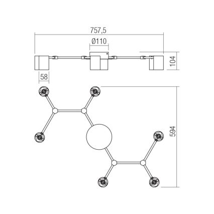 Redo 01-4048 - Reflektorska svjetiljka WEBB 6xGU10/10W/230V crna