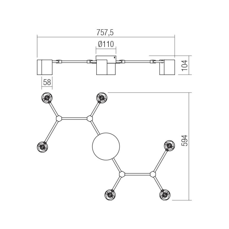 Redo 01-4048 - Reflektorska svjetiljka WEBB 6xGU10/10W/230V crna
