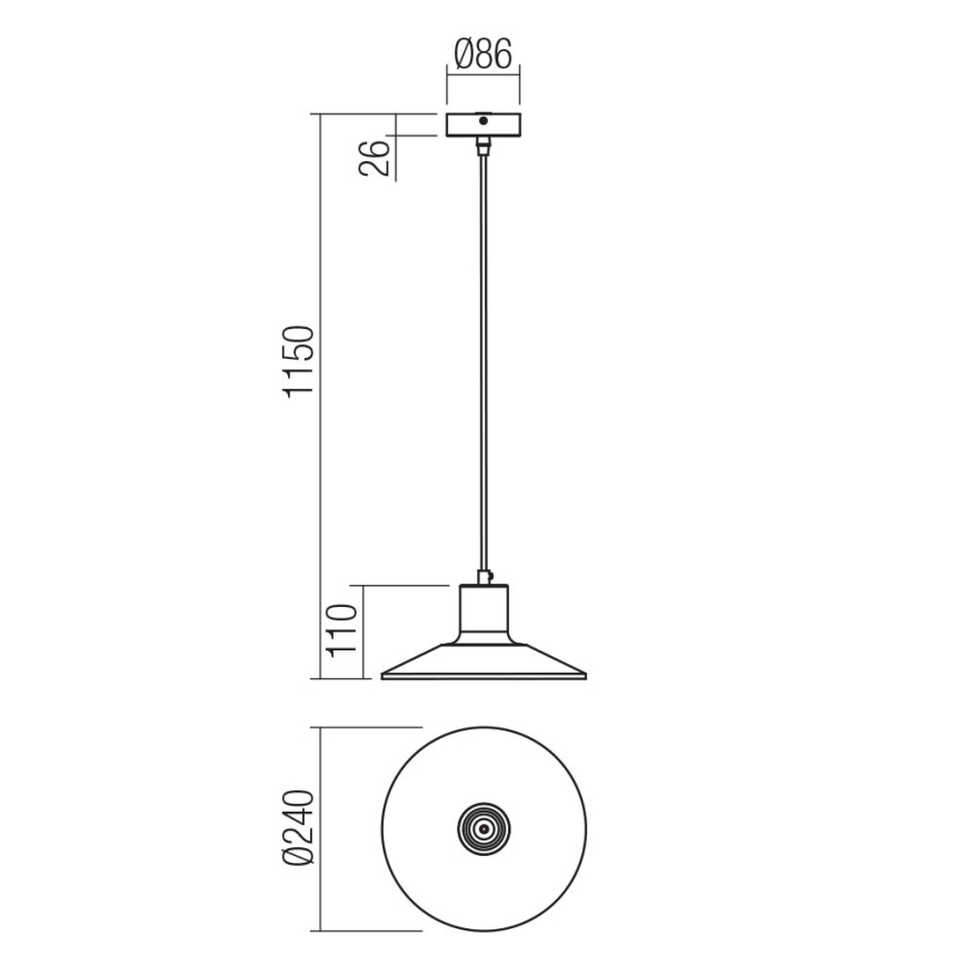 Redo 01-4054 - Luster na sajli FRESNO 1xE27/42W/230V pr. 24 cm
