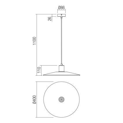 Redo 01-4055 - Luster na sajli FRESNO 1xE27/42W/230V pr. 40 cm