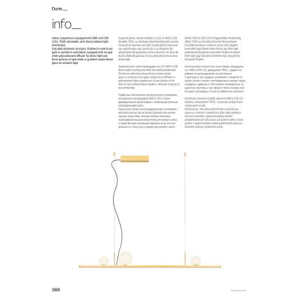 Redo 01-4301 - LED luster s mogućnošću prigušivanja na sajli DUNE LED/48W/230V 3000K CRI 90 bijela/zlatna