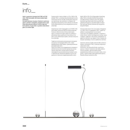 Redo 01-4302 - LED luster na sajli DUNE s mogućnošću prigušivanja LED/48W/230V 3000K CRI 90 crna/dimljena
