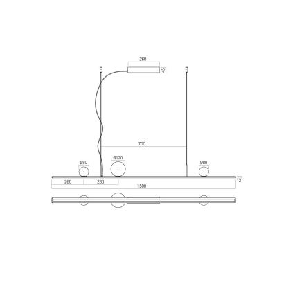 Redo 01-4302 - LED luster na sajli DUNE s mogućnošću prigušivanja LED/48W/230V 3000K CRI 90 crna/dimljena