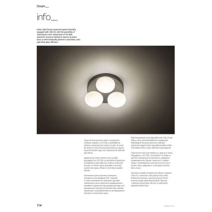 Redo 01-4306 - LED stropno svjetlo za kupaonicu OVUM 3xLED/5W/230V 3000/4000K CRI 90 promjer 24 cm IP44 bijela/sjajni krom