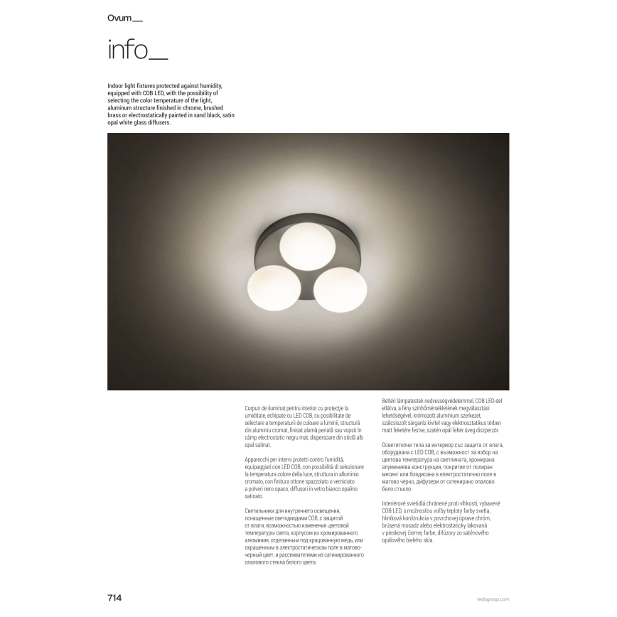 Redo 01-4309 - LED stropna svjetiljka za kupaonicu OVUM 4xLED/5W/230V 3000/4000K CRI 90 IP44 bijela/sjajni krom