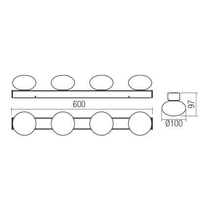 Redo 01-4309 - LED stropna svjetiljka za kupaonicu OVUM 4xLED/5W/230V 3000/4000K CRI 90 IP44 bijela/sjajni krom