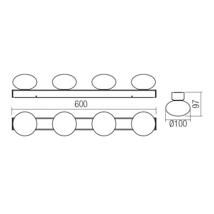 Redo 01-4311 - LED stropna svjetiljka za kupaonicu OVUM 4xLED/5W/230V 3000/4000K CRI 90 IP44 bijela/crna
