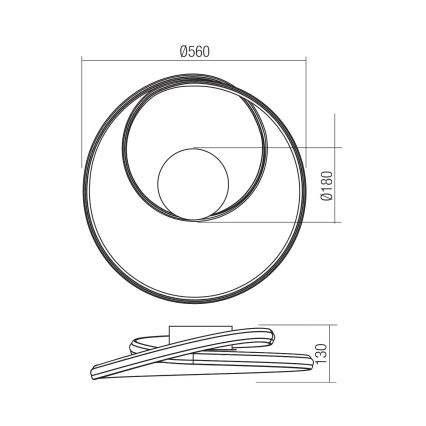 Redo 01-4359 - LED stropna svjetiljka s prigušivanjem TORSION LED/40W/230V 2700/3000/4000K CRI 90 promjer 56 cm crna