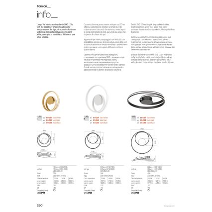 Redo 01-4360 - TORSION LED luster na sajli s mogućnošću prigušivanja, 40W/230V, 2700/3000/4000K, CRI 90, Ø 56 cm, bijela