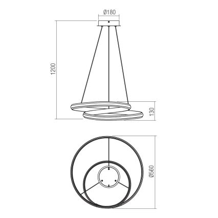 Redo 01-4360 - TORSION LED luster na sajli s mogućnošću prigušivanja, 40W/230V, 2700/3000/4000K, CRI 90, Ø 56 cm, bijela