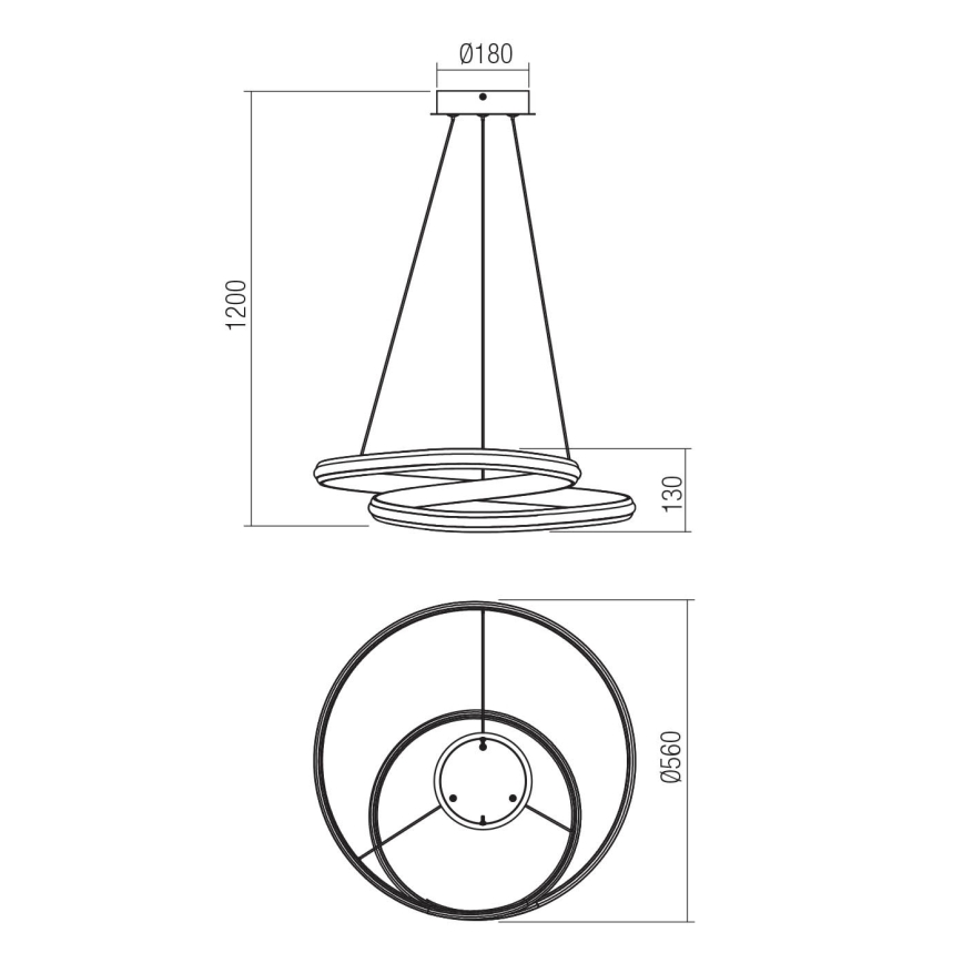 Redo 01-4360 - TORSION LED luster na sajli s mogućnošću prigušivanja, 40W/230V, 2700/3000/4000K, CRI 90, Ø 56 cm, bijela