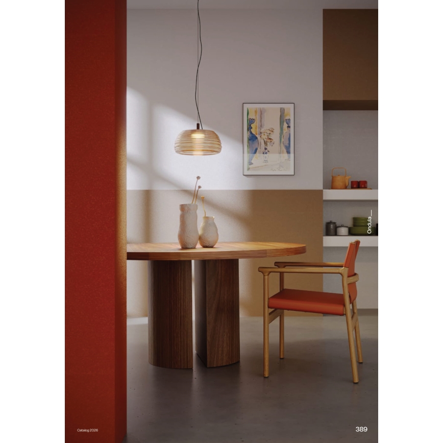 Redo 01-4540 - LED prigušivi luster na užetu ONDULA LED/12W/230V 2700K/3000K CRI 90 Ø 32 cm bež/dimljena