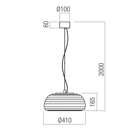 Redo 01-4542 - LED prigušivi luster na sajli ONDULA LED/16W/230V 2700K/3000K CRI 90 Ø 41 cm bežna/dimljena