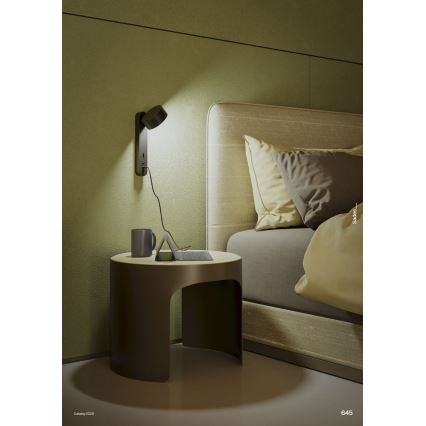 Redo 01-4643 - LED zidna svjetiljka SADES LED/6W/230V CRI 90 USB crna