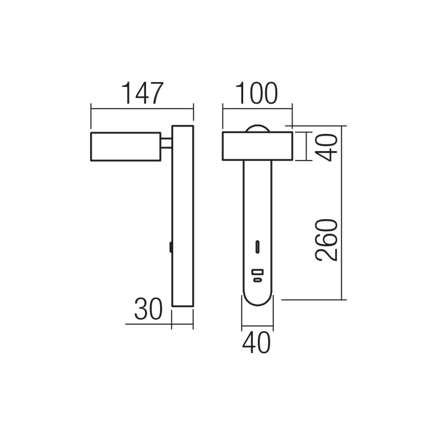 Redo 01-4643 - LED zidna svjetiljka SADES LED/6W/230V CRI 90 USB crna