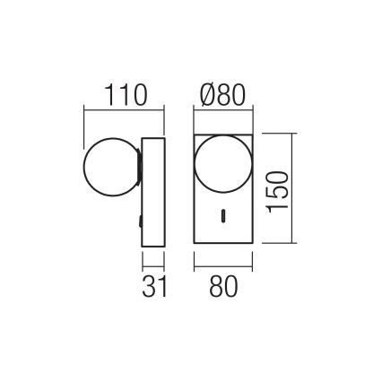 Redo 01-4657 - LED zidna svjetiljka NORMA LED/5W/230V CRI 90 USB bijela/zlatna