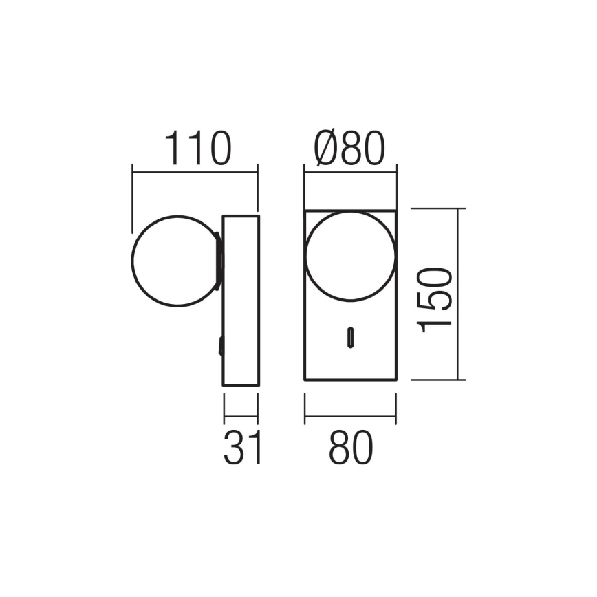 Redo 01-4658 - LED zidna svjetiljka NORMA LED/5W/230V CRI 90 USB bijela/brončana