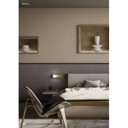 Redo 01-4661 - LED zidna svjetiljka NORMA LED/5W/230V + LED/3W CRI 90 USB bijela/zlatna