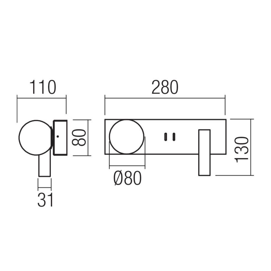 Redo 01-4661 - LED zidna svjetiljka NORMA LED/5W/230V + LED/3W CRI 90 USB bijela/zlatna