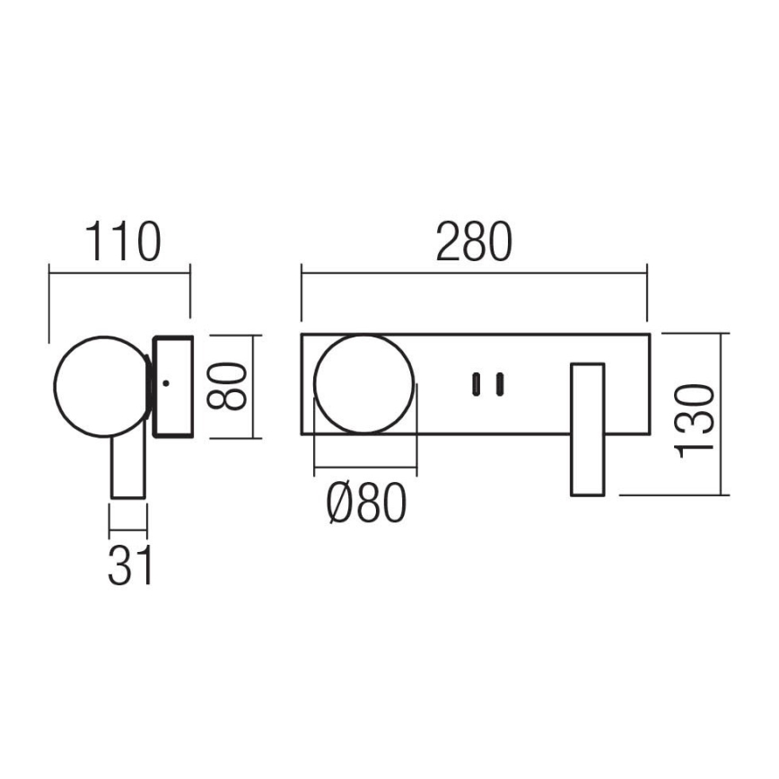 Redo 01-4662 - LED zidna svjetiljka NORMA LED/5W/230V + LED/3W CRI 90 USB bijela/brončana