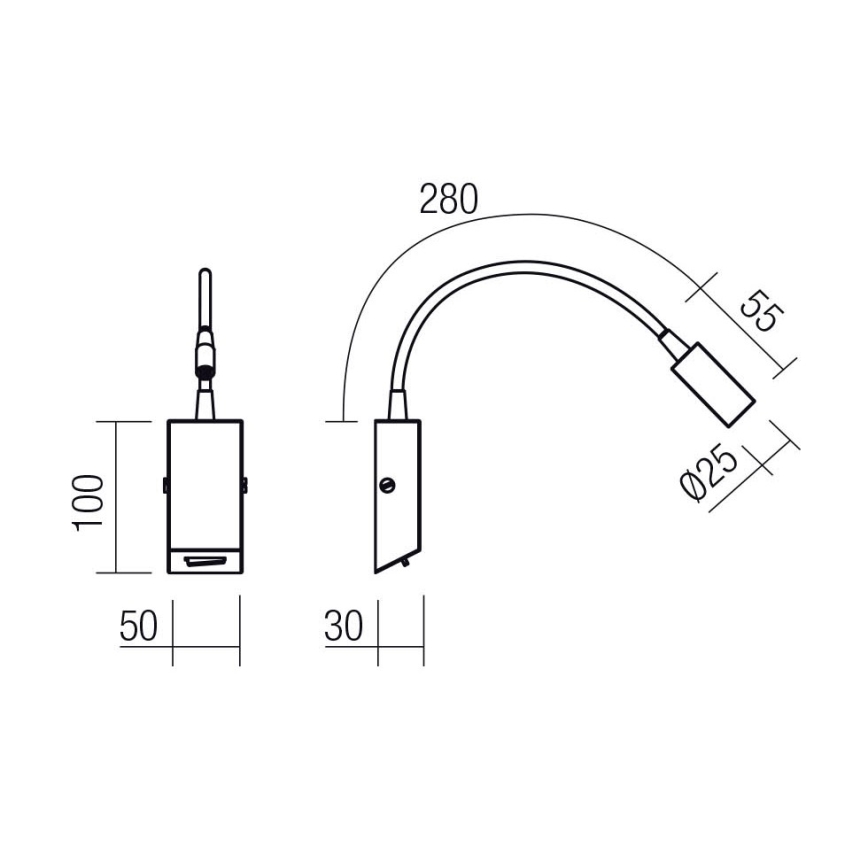 Redo 01-4802 - LED fleksibilna lampica HELLO LED/3W/230V brončana