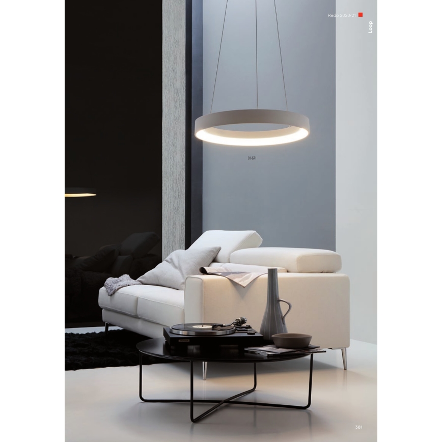 Redo 01-672 - LED Luster na sajli LOOP LED/48W/230V pr. 60 cm bijela