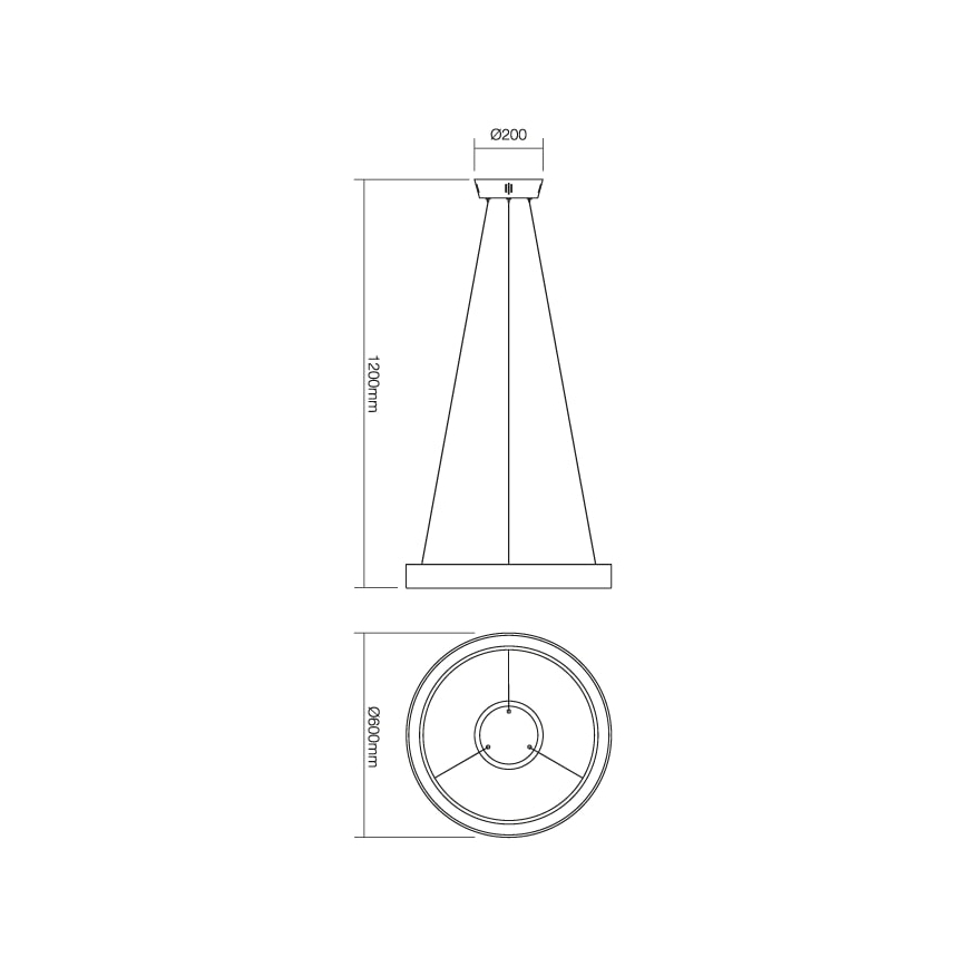 Redo 01-672 - LED Luster na sajli LOOP LED/48W/230V pr. 60 cm bijela