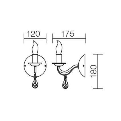 Redo 02-709 - Zidna svjetiljka FABIOLA 1xE14/28W/230V