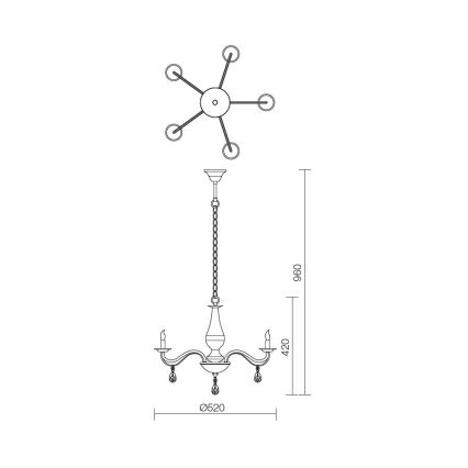 Redo 02-712 - Luster na lancu FABIOLA 5xE14/28W/230V