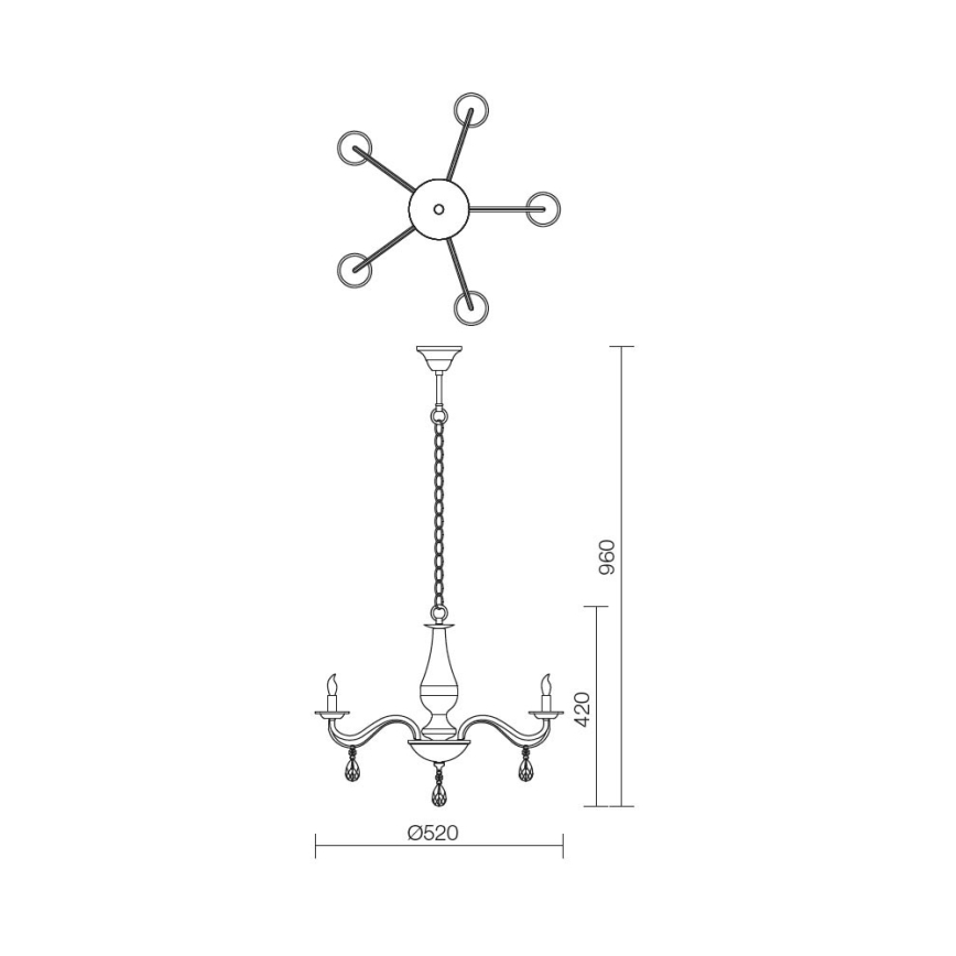 Redo 02-712 - Luster na lancu FABIOLA 5xE14/28W/230V