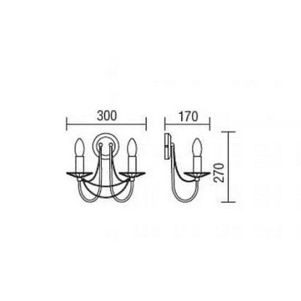 Redo 02-859 - Zidna lampa ARIEL 2xE14/28W/230V bakar