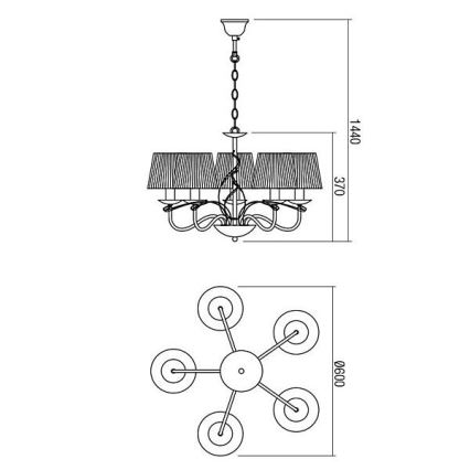 Redo 02-952 - Luster na lancu VIRTUU 5xE14/28W/230V