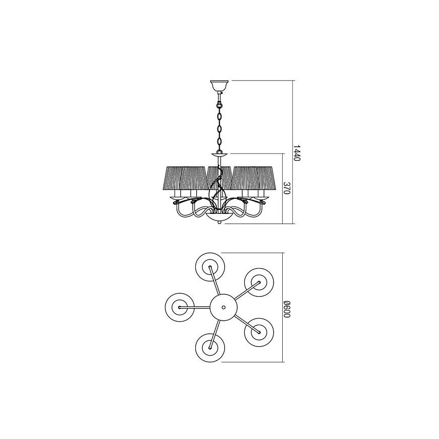 Redo 02-952 - Luster na lancu VIRTUU 5xE14/28W/230V