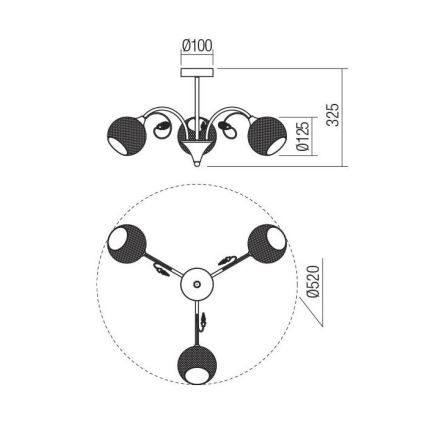 Redo 02-970 - Viseći luster ASPERA 3xE14/28W/230V crna