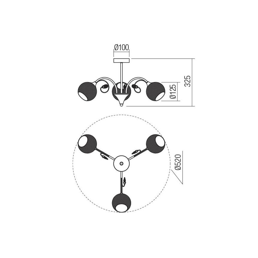 Redo 02-970 - Viseći luster ASPERA 3xE14/28W/230V crna