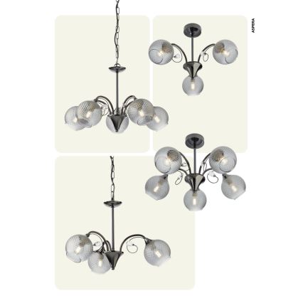 Redo 02-971 - Viseći luster ASPERA 5xE14/28W/230V crna