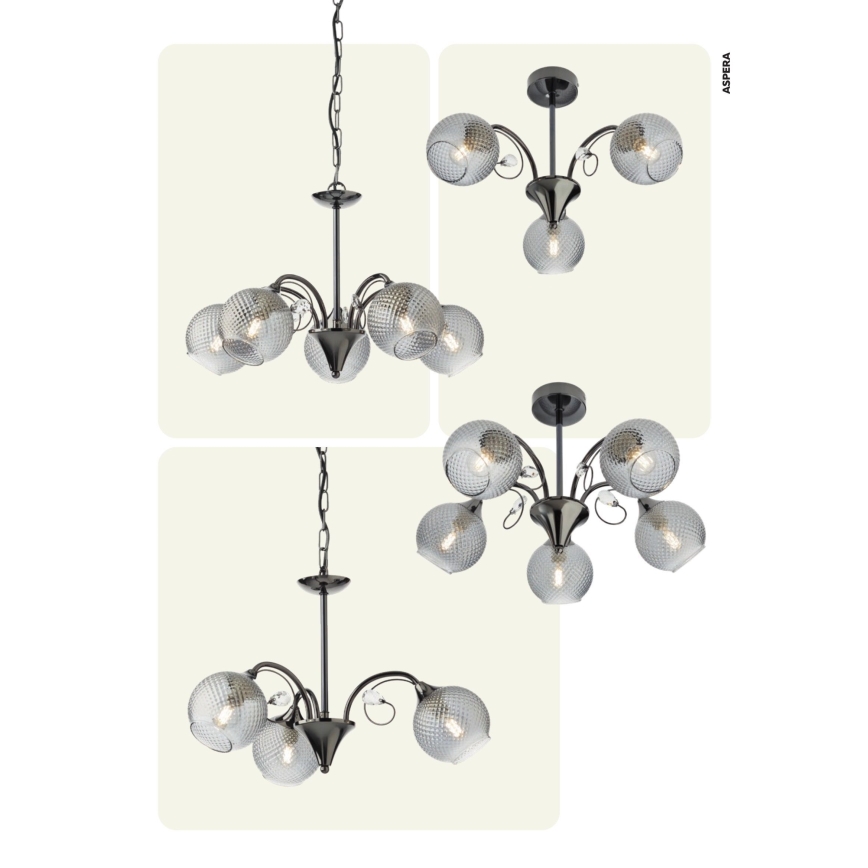 Redo 02-971 - Viseći luster ASPERA 5xE14/28W/230V crna