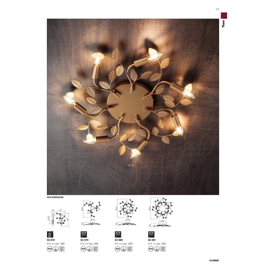 Redo 02-980 - Nadgradni luster TIARA 5xE14/28W/230V