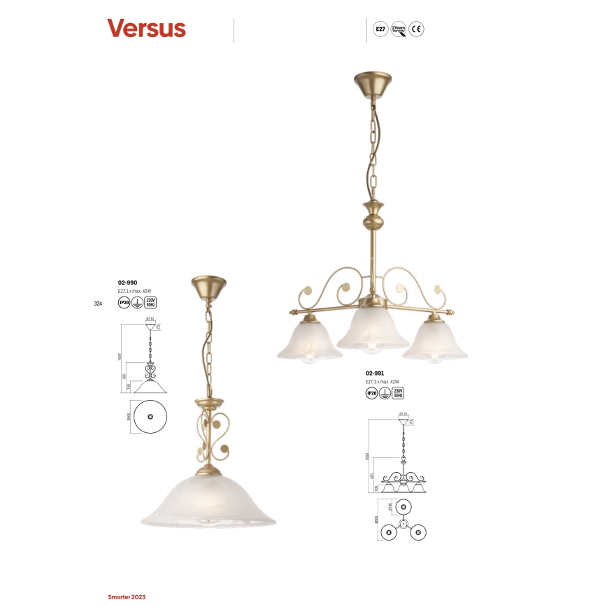 Redo 02-990 - Luster na lancu VERSUS 1xE27/42W/230V