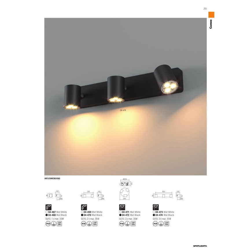 Redo 04-473 - Reflektor CAMEO 3xGU10/35W/230V bijeli