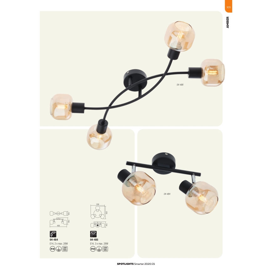 Redo 04-483 - zidna reflektorska svjetiljka AMBER 1xE14/28W/230V