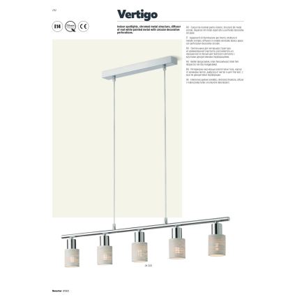 Redo 04-509 - Luster na sajli VERTIGO 5xE14/28W/230V sjajni krom/bijela