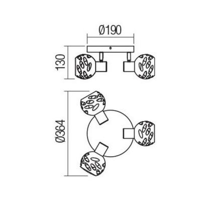 Redo 04-518 - Ugradna svjetiljka TORN 3xE14/28W/230V