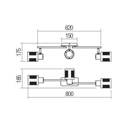 Redo 04-521 - Nadgradni luster BASKET 3xE27/42W/230V bronca