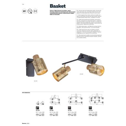 Redo 04-522 - Nadgradni luster BASKET 4xE27/42W/230V bronca