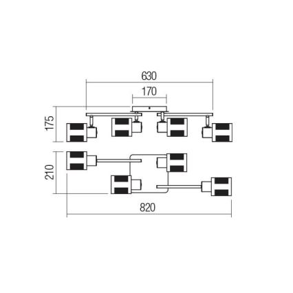 Redo 04-522 - Nadgradni luster BASKET 4xE27/42W/230V bronca